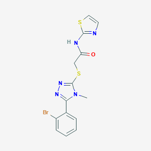 molecular formula C14H12BrN5OS2 B269870 2-{[5-(2-bromophenyl)-4-methyl-4H-1,2,4-triazol-3-yl]sulfanyl}-N-(1,3-thiazol-2-yl)acetamide 