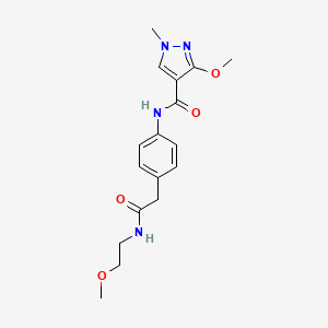 molecular formula C17H22N4O4 B2698702 3-methoxy-N-(4-(2-((2-methoxyethyl)amino)-2-oxoethyl)phenyl)-1-methyl-1H-pyrazole-4-carboxamide CAS No. 1207053-72-2