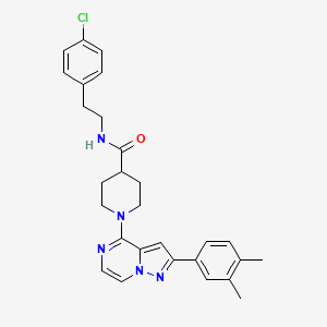 molecular formula C28H30ClN5O B2698705 N-[2-(4-chlorophenyl)ethyl]-1-[2-(3,4-dimethylphenyl)pyrazolo[1,5-a]pyrazin-4-yl]piperidine-4-carboxamide CAS No. 1115318-53-0