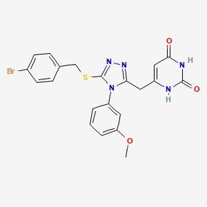molecular formula C21H18BrN5O3S B2698713 6-((5-((4-溴苄)硫基)-4-(3-甲氧基苯基)-4H-1,2,4-噁二唑-3-基)甲基)嘧啶-2,4(1H,3H)-二酮 CAS No. 852049-18-4