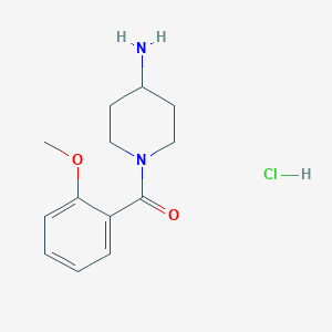 molecular formula C13H19ClN2O2 B2698722 (4-氨基哌啶-1-基)(2-甲氧基苯基)甲酮盐酸盐 CAS No. 915763-92-7