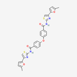 molecular formula C30H22N4O5S2 B2698729 N-(4-(5-甲基呋喃-2-基)-1,3-噻唑-2-基)-4-(4-{[4-(5-甲基呋喃-2-基)-1,3-噻唑-2-基]氨基甲酰}苯氧基)苯甲酰胺 CAS No. 361171-31-5
