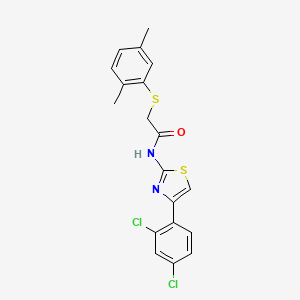 molecular formula C19H16Cl2N2OS2 B2698735 N-(4-(2,4-二氯苯基)-1,3-噻唑-2-基)-2-[(2,5-二甲基苯基)硫基]乙酰胺 CAS No. 338957-94-1