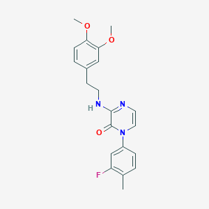 molecular formula C21H22FN3O3 B2698745 3-((3,4-dimethoxyphenethyl)amino)-1-(3-fluoro-4-methylphenyl)pyrazin-2(1H)-one CAS No. 899726-14-8