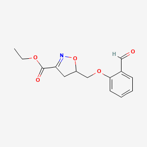 molecular formula C14H15NO5 B2698746 乙酸-5-[(2-甲酰基苯氧)甲基]-4,5-二氢-1,2-噁唑-3-羧酸乙酯 CAS No. 338954-17-9