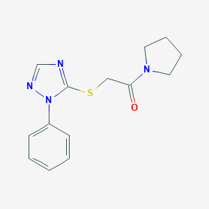 molecular formula C14H16N4OS B269875 2-oxo-2-(1-pyrrolidinyl)ethyl 1-phenyl-1H-1,2,4-triazol-5-yl sulfide 