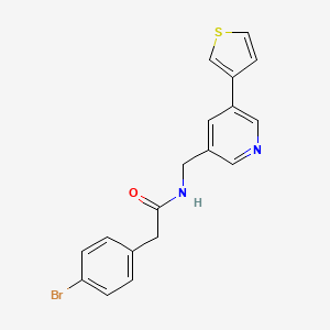 molecular formula C18H15BrN2OS B2698750 2-(4-bromophenyl)-N-((5-(thiophen-3-yl)pyridin-3-yl)methyl)acetamide CAS No. 1787879-04-2