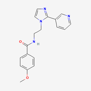 molecular formula C18H18N4O2 B2698752 4-methoxy-N-(2-(2-(pyridin-3-yl)-1H-imidazol-1-yl)ethyl)benzamide CAS No. 2034449-28-8