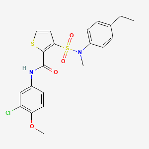 molecular formula C21H21ClN2O4S2 B2698754 N-(3-chloro-4-methoxyphenyl)-3-[(4-ethylphenyl)(methyl)sulfamoyl]thiophene-2-carboxamide CAS No. 1105250-60-9
