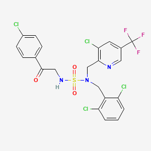 molecular formula C22H16Cl4F3N3O3S B2698755 {[3-氯-5-(三氟甲基)吡啶-2-基]甲基}({[2-(4-氯苯基)-2-氧代乙基]磺酰基})[(2,6-二氯苯基)甲基]胺 CAS No. 2059280-33-8