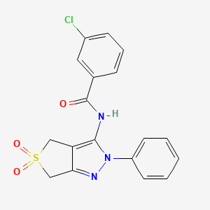 3-chloro-N-(5,5-dioxo-2-phenyl-4,6-dihydrothieno[3,4-c]pyrazol-3-yl)benzamide