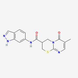 molecular formula C16H15N5O2S B2698763 N-(1H-indazol-6-yl)-7-methyl-6-oxo-2,3,4,6-tetrahydropyrimido[2,1-b][1,3]thiazine-3-carboxamide CAS No. 1421584-66-8