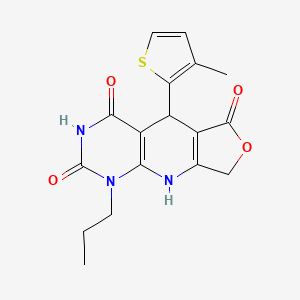 molecular formula C17H17N3O4S B2698764 5-(3-methylthiophen-2-yl)-1-propyl-5,9-dihydrofuro[3',4':5,6]pyrido[2,3-d]pyrimidine-2,4,6(1H,3H,8H)-trione CAS No. 872102-90-4