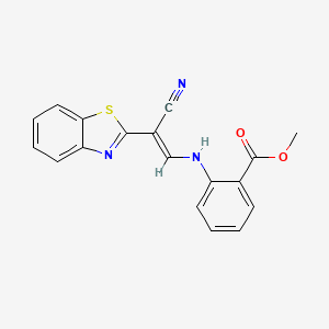 molecular formula C18H13N3O2S B2698767 (E)-methyl 2-((2-(benzo[d]thiazol-2-yl)-2-cyanovinyl)amino)benzoate CAS No. 586995-07-5