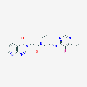 molecular formula C22H26FN7O2 B2698785 3-[2-[3-[(5-Fluoro-6-propan-2-ylpyrimidin-4-yl)-methylamino]piperidin-1-yl]-2-oxoethyl]pyrido[2,3-d]pyrimidin-4-one CAS No. 2415583-01-4