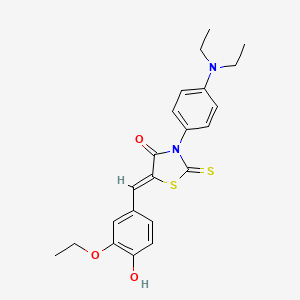 molecular formula C22H24N2O3S2 B2698787 (Z)-3-(4-(diethylamino)phenyl)-5-(3-ethoxy-4-hydroxybenzylidene)-2-thioxothiazolidin-4-one CAS No. 303056-65-7