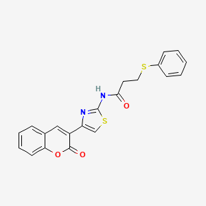 molecular formula C21H16N2O3S2 B2698791 N-(4-(2-oxo-2H-chromen-3-yl)thiazol-2-yl)-3-(phenylthio)propanamide CAS No. 441289-64-1