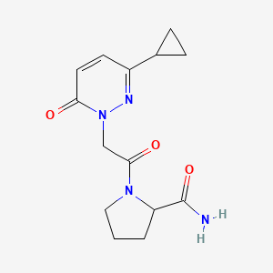 molecular formula C14H18N4O3 B2698792 1-(2-(3-cyclopropyl-6-oxopyridazin-1(6H)-yl)acetyl)pyrrolidine-2-carboxamide CAS No. 2034200-88-7