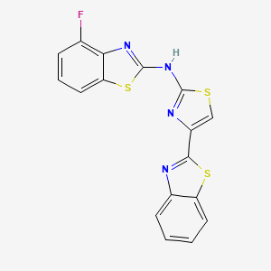 molecular formula C17H9FN4S3 B2698794 N-[4-(1,3-苯并噻唑-2-基)-1,3-噻唑-2-基]-4-氟-1,3-苯并噻唑-2-胺 CAS No. 862974-91-2