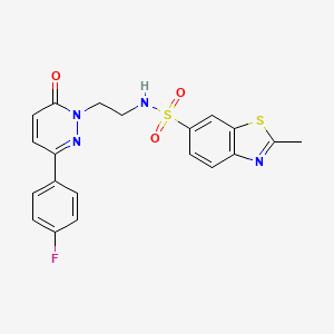 molecular formula C20H17FN4O3S2 B2698802 N-(2-(3-(4-fluorophenyl)-6-oxopyridazin-1(6H)-yl)ethyl)-2-methylbenzo[d]thiazole-6-sulfonamide CAS No. 921832-26-0