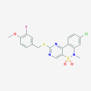 8-chloro-2-[(3-fluoro-4-methoxybenzyl)sulfanyl]-6-methyl-6H-pyrimido[5,4-c][2,1]benzothiazine 5,5-dioxide