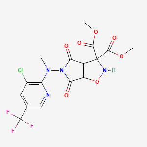 molecular formula C16H14ClF3N4O7 B2698812 dimethyl 5-[[3-chloro-5-(trifluoromethyl)-2-pyridinyl](methyl)amino]-4,6-dioxotetrahydro-2H-pyrrolo[3,4-d]isoxazole-3,3(3aH)-dicarboxylate CAS No. 321433-42-5