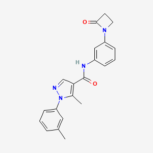 molecular formula C21H20N4O2 B2698816 5-Methyl-1-(3-methylphenyl)-N-[3-(2-oxoazetidin-1-yl)phenyl]pyrazole-4-carboxamide CAS No. 2249050-71-1
