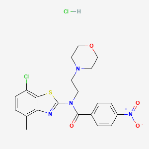 molecular formula C21H22Cl2N4O4S B2698817 N-(7-chloro-4-methylbenzo[d]thiazol-2-yl)-N-(2-morpholinoethyl)-4-nitrobenzamide hydrochloride CAS No. 1216384-14-3