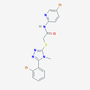 molecular formula C16H13Br2N5OS B269882 2-{[5-(2-bromophenyl)-4-methyl-4H-1,2,4-triazol-3-yl]sulfanyl}-N-(5-bromo-2-pyridinyl)acetamide 
