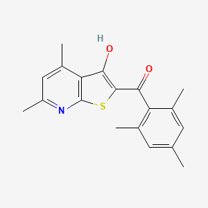 molecular formula C19H19NO2S B2698833 (3-Hydroxy-4,6-dimethylthieno[2,3-b]pyridin-2-yl)(2,4,6-trimethylphenyl)methanone CAS No. 737773-90-9