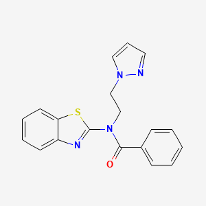 molecular formula C19H16N4OS B2698835 N-(2-(1H-pyrazol-1-yl)ethyl)-N-(benzo[d]thiazol-2-yl)benzamide CAS No. 1172334-12-1
