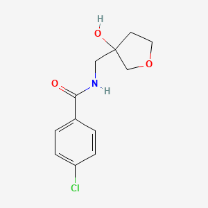 molecular formula C12H14ClNO3 B2698838 4-chloro-N-((3-hydroxytetrahydrofuran-3-yl)methyl)benzamide CAS No. 1989459-98-4