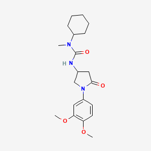 molecular formula C20H29N3O4 B2698846 1-Cyclohexyl-3-(1-(3,4-dimethoxyphenyl)-5-oxopyrrolidin-3-yl)-1-methylurea CAS No. 894042-84-3