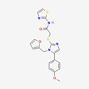 molecular formula C20H18N4O3S2 B2698866 2-((1-(furan-2-ylmethyl)-5-(4-methoxyphenyl)-1H-imidazol-2-yl)thio)-N-(thiazol-2-yl)acetamide CAS No. 1207038-29-6