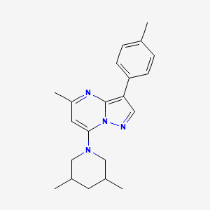 molecular formula C21H26N4 B2698872 7-(3,5-Dimethylpiperidin-1-yl)-5-methyl-3-(4-methylphenyl)pyrazolo[1,5-a]pyrimidine CAS No. 890612-51-8