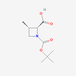 molecular formula C10H17NO4 B2698883 (2R,3S)-1-[(叔丁氧)羰基]-3-甲基氮杂环丁烷-2-羧酸 CAS No. 1932219-81-2