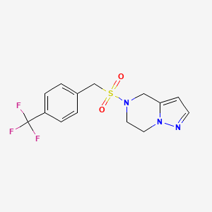 molecular formula C14H14F3N3O2S B2698895 5-((4-(三氟甲基)苯甲基)磺酰)-4,5,6,7-四氢吡唑并[1,5-a]嘧啶 CAS No. 2034401-44-8
