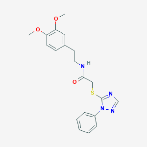 molecular formula C20H22N4O3S B269891 N-[2-(3,4-dimethoxyphenyl)ethyl]-2-[(1-phenyl-1H-1,2,4-triazol-5-yl)sulfanyl]acetamide 