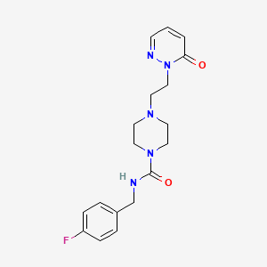 molecular formula C18H22FN5O2 B2698928 N-(4-fluorobenzyl)-4-(2-(6-oxopyridazin-1(6H)-yl)ethyl)piperazine-1-carboxamide CAS No. 1396869-27-4