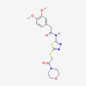 molecular formula C18H22N4O5S2 B2698933 2-(3,4-二甲氧基苯基)-N-(5-((2-吗啉基-2-氧代乙基)硫基)-1,3,4-噻二唑-2-基)乙酰胺 CAS No. 476466-21-4