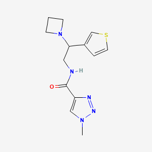 molecular formula C13H17N5OS B2698953 N-(2-(azetidin-1-yl)-2-(thiophen-3-yl)ethyl)-1-methyl-1H-1,2,3-triazole-4-carboxamide CAS No. 2034573-71-0