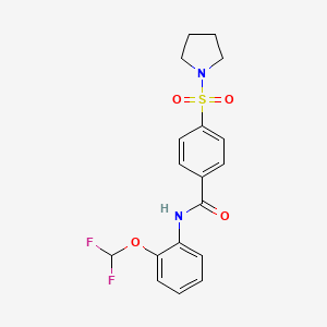 molecular formula C18H18F2N2O4S B2698959 N-[2-(二氟甲氧基)苯基]-4-吡咯啶-1-基磺酰苯甲酰胺 CAS No. 848224-83-9