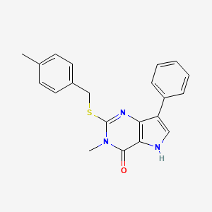 molecular formula C21H19N3OS B2698962 3-甲基-2-((4-甲基苯甲基)硫)-7-苯基-3H-吡咯并[3,2-d]嘧啶-4(5H)-酮 CAS No. 2034582-76-6