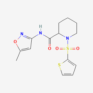 molecular formula C14H17N3O4S2 B2698969 N-(5-methylisoxazol-3-yl)-1-(thiophen-2-ylsulfonyl)piperidine-2-carboxamide CAS No. 1049832-19-0