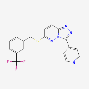 molecular formula C18H12F3N5S B2698975 3-Pyridin-4-yl-6-[[3-(trifluoromethyl)phenyl]methylsulfanyl]-[1,2,4]triazolo[4,3-b]pyridazine CAS No. 868970-26-7