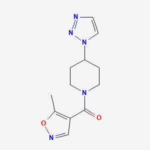 molecular formula C12H15N5O2 B2698977 (4-(1H-1,2,3-triazol-1-yl)piperidin-1-yl)(5-methylisoxazol-4-yl)methanone CAS No. 1788679-34-4