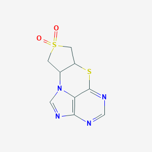molecular formula C9H8N4O2S2 B269898 6a,7,9,9a-Tetrahydrothieno[3',4':5,6][1,4]thiazino[4,3,2-gh]purine 8,8-dioxide 