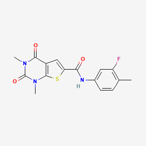 molecular formula C16H14FN3O3S B2698983 N-(3-氟-4-甲基苯基)-1,3-二甲基-2,4-二氧代-1,2,3,4-四氢噻吩并[2,3-d]嘧啶-6-甲酰胺 CAS No. 946335-39-3