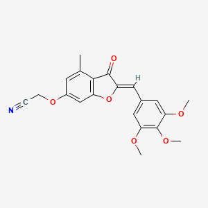 molecular formula C21H19NO6 B2698984 (Z)-2-((4-methyl-3-oxo-2-(3,4,5-trimethoxybenzylidene)-2,3-dihydrobenzofuran-6-yl)oxy)acetonitrile CAS No. 903585-66-0