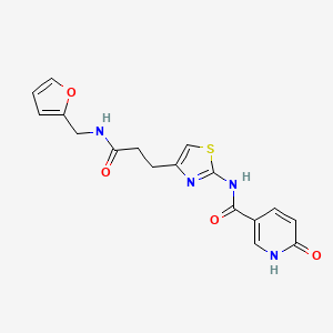 N-(4-(3-((furan-2-ylmethyl)amino)-3-oxopropyl)thiazol-2-yl)-6-oxo-1,6-dihydropyridine-3-carboxamide